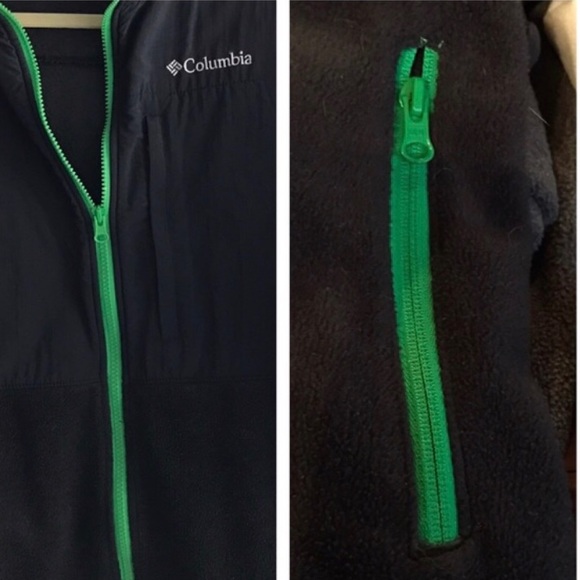 Columbia Full Zip Black & Lime Green Jacket SZ SM - Picture 4 of 5